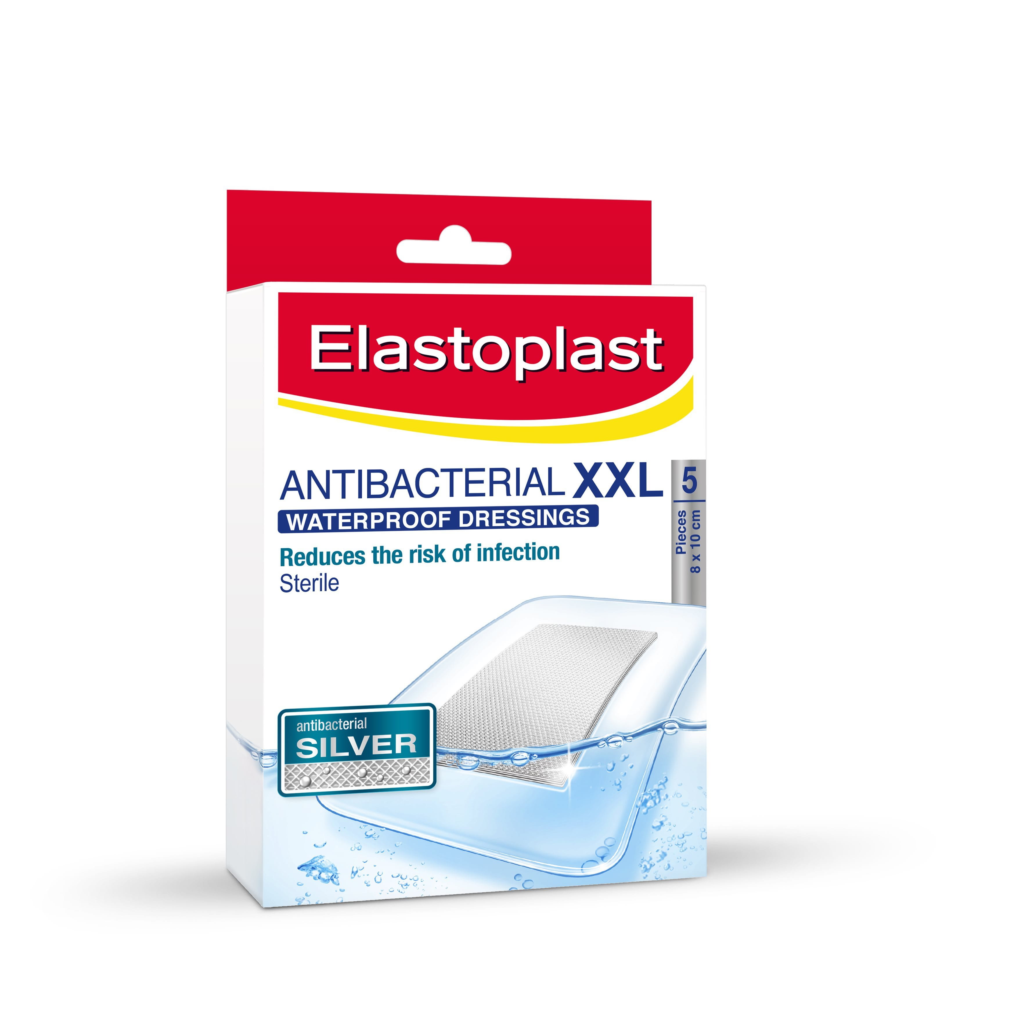 Elastoplast Antibacterial XXL Waterproof Plasters For Large Wounds